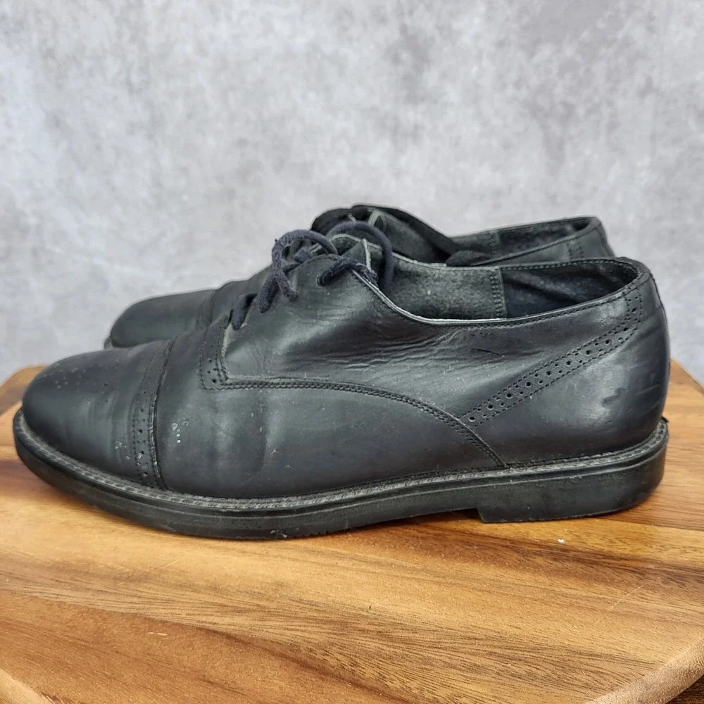 Father And‎ Son Oxford Shoes Mens 10 Black Leather Cap Toe Brogue Dress Shoes
